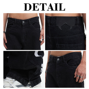 KingSen OEM Custom Men's High Quality Embroidered Wide Leg Baggy Jeans Washed Heavyweight Cotton Denim Y2K Streetwear <b>Pants</b> - Product Image 6