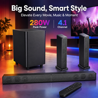 Système Home Cinéma 4.1 canaux 280W avec barre de son, caisson de basses sans fil, enceintes arrière, Bluetooth et ARC pour TV