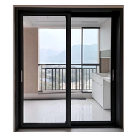 Dreifach-Schiebefenster mit Horizontalsystem, Hurrikan-Beständig, für Hochhäuser, Maßgefertigt, Pulverbeschichtetes Aluminium, Smart Home