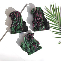 Cristal de Zoisite Rubis, Sculpture de Château de Dragon, Pierre de Guérison, Ornement de Dragon, Artisanat en Cristal pour la Décoration