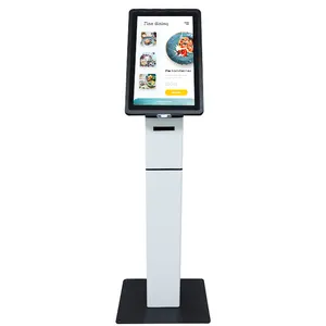Kunden spezifischer 21,5-Zoll-Touch-Selbstbedienungskiosk für Desktop-oder Boden mit POS-Terminal halter Barcode-QR-Code-Scanner