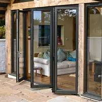 Soundproof Thermal Break Wooden Color Luxury Exterior Patio Lowes Glass Accordion Aluminum Bi-Fold Doors