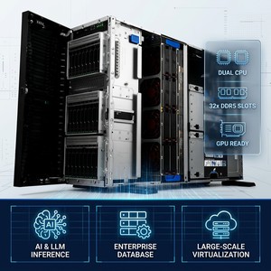 Serveur Tour Haute Performance HPE ProLiant ML350 Gen11 4U avec 2x Intel Xeon Gold, 128 Go DDR5, SSD pour Inferencing IA et Bases de Données - Product Image 2