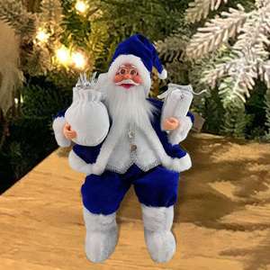 Personalizzabile 30cm babbo natale peluche bambola regalo presenta per la decorazione dell'ufficio per le vacanze fatto a mano tecnica tema blu natale - Product Image 5