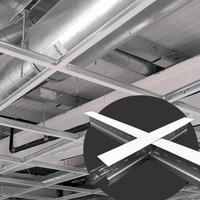 Section de grille de plafond suspendu moderne 600 mm, profilé en T transversal, lot de 10 x 24 mm, acier galvanisé, revêtement en zinc blanc, Saintec S-SA-01, bureau