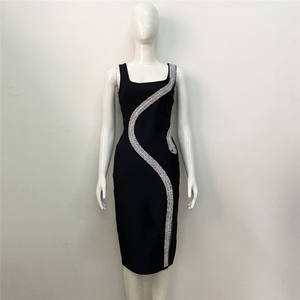 Robe de soirée élégante et sexy pour femme, en satin uni de haute qualité, style européen et américain, taille naturelle, coupe ajustée - Product Image 6