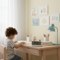 OEM ODM Kundenspezifische LCD-Kalender-Tischuhr Digitale Feuchtigkeits- und Temperaturanzeige Kinder-Wecker für Studium und Schlafzimmer