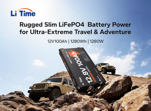 LiTime <b>12V</b> 100Ah Self Heating Slim <b>Battery</b> Smart Low-Temp Lithium Ion <b>Batteries</b> Pack - Product Image 3