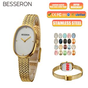Reloj de Mujer Personalizable, Ovalado, de Lujo, de Acero Inoxidable, con Cuarzo, Chapado en Oro de 18K, Reloj de Color para Damas - Product Image 2