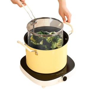 Poêle à frire avec passoire, revêtement céramique antiadhésif, alliage d'aluminium, capacité L, pour frire et faire bouillir - Product Image 5