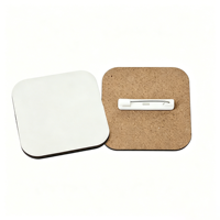 Badge nominatif vierge pour sublimation avec épingle, en MDF, finition brillante, écologique, 70x70mm, pour promotion professionnelle et événements