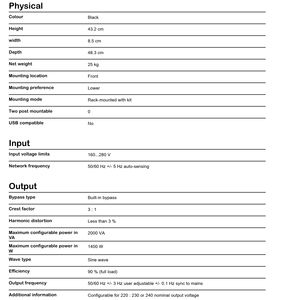 Sistema de Alimentación Ininterrumpida (<span class=keywords><strong>UPS</strong></span>) Inteligente <span class=keywords><strong>APC</strong></span> SURT2000XLICH Smart-<span class=keywords><strong>UPS</strong></span> RT de 2000 VA, 1400 W, 230 V, para Montaje en Rack, <span class=keywords><strong>UPS</strong></span> de 2 KVA - Product Image 5