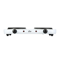Réchaud électrique portable Andong, double plaque chauffante solide, cuisinière électrique, plaque chauffante à 2 brûleurs pour la cuisson, 2000 watts