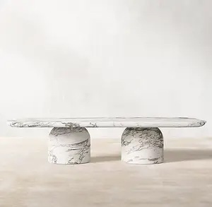 Modern Customizable Table Dining Room Furniture Hand Finished Cupola Unique Carved Marble Tables