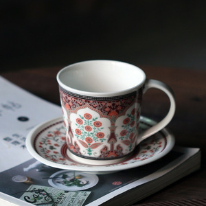 Ensemble tasse et soucoupe à café <span class=keywords><strong>vintage</strong></span> en <span class=keywords><strong>porcelaine</strong></span> à motifs floraux ethniques, vaisselle multicolore en <span class=keywords><strong>porcelaine</strong></span> fine - Product Image 2