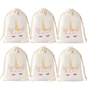 10*15cm <strong>Unicorn</strong> Gift <strong>Bags</strong> Small Cotton Drawstring Pouch Pouches for Baby Shower Kits Birthday <strong>Party</strong> Favor - Product Image 5