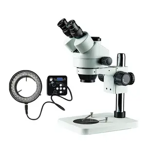 高质量7X-45X V2.0 20Mp摄像机Led环灯高级测量三目立体数字显微镜