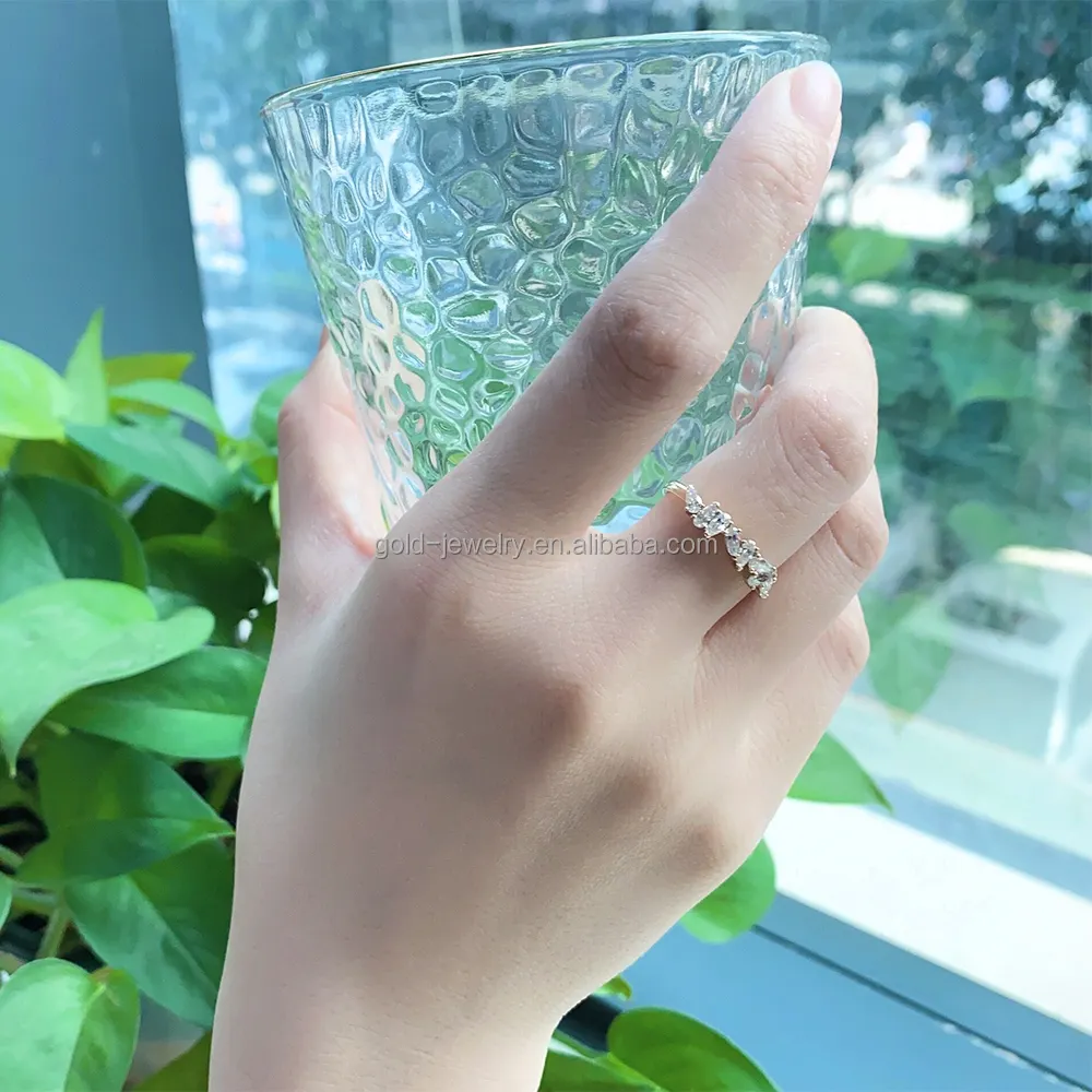 심플한 디자인 모이사나이트 반지 AU585 14K 솔리드 옐로우 골드 반지 웨딩 약혼 손가락 반지 맞춤형 고급 보석