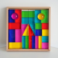 Blocs sensoriels Montessori en acrylique transparents, cubes arc-en-ciel en lucite, jouet éducatif pour l'apprentissage précoce