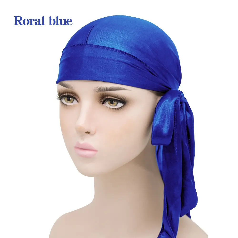 Eastsunshine topi Headwraps padat Satin desainer gelombang Durags dengan ekor panjang Pour Hommes durages penutup kepala
