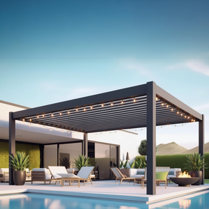 Pergola <span class=keywords><strong>en</strong></span> aluminium thermolaqué 3x5m avec toit à lames orientables, <span class=keywords><strong>abri</strong></span> pare-vent pour les balcons d'hôtel, les jardins, les gazebos et les terrasses - Product Image 1