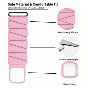 Poids de poignet réglables 2LB avec logo personnalisé, bracelets d'entraînement, poids de fitness en silicone portables pour poignets et chevilles pour femmes - Product Image 2
