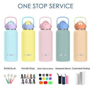 Giá rẻ tùy chỉnh chất lượng cao 32oz 40oz thép không gỉ chân không cách nhiệt rộng miệng chai nước với 3 nắp - Product Image 4