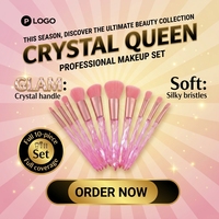 Ensemble de 10 pinceaux de maquillage professionnels à poils synthétiques avec manche en plastique dégradé pour les yeux, le visage, le contour des lèvres, le blending, les paillettes, utilisation en voyage