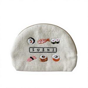 Cartera Unisex de Lino con Bordado Decorativo a Mano, Forro de Algodón, Estilo Vintage y Cierre de Cremallera - Product Image 1
