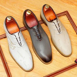 Brook Leather Shoes Mens <b>Pointed</b> <b>Toe</b> Cowhide Retro Trendy Engraved Shoes British Korean Style Youth Business Formal Shoes - Product Image 3