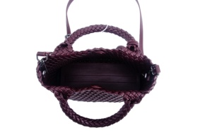 กระเป๋าผ้าทอที่สง่างาม | กระเป๋าถือ<span class=keywords><strong>สี</strong></span><span class=keywords><strong>เบ</strong></span>อร์กันดีที่มีหูหิ้วถักและจี้ลูกบอล | กระเป๋าสะพายไหล่ความจุขนาดใหญ่สำหรับผู้หญิง - Product Image 4