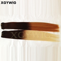 Extensions de cheveux humains Double Drawn, lisses et soyeux, 100% vierges péruviennes, couleur miel blond 1B/27, ombré bicolore
