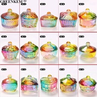 Nouveau clou cristal carré clair lavage tasse avec couvercle stockage poudre liquide acrylique monomère anti-déversement verre ongles Dappen plat