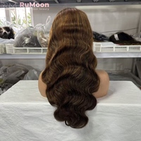 Pelucas Frontales de Cabello Virgen Brasileño Ondulado Largo Rubio Miel Natural RUmoon P4/27 13x4 Completas Sin Pegamento HD Lace Transparente