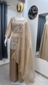 Best Quality <b>Women</b>’s Embroidered Top Palazzo and Dupatta Set with Heavy Fancy Work Stylish Traditional <b>Party</b> <b>Wear</b> Bulk Supplier - Product Image 6