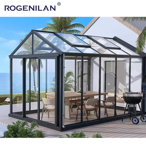 Véranda extérieure Rogenilan à double vitrage en verre trempé, jardin quatre saisons, structure en aluminium autoportante, vérandas inclinées - Product Image 3