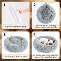 Lit pour animaux de compagnie en forme de donut, apaisant et mignon, pour chiots et chatons, utilisation estivale, fond antidérapant protecteur, lavable, en coton moelleux, pour petits/moyens animaux