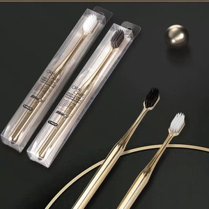 Brosse à dents de luxe pour adultes en métal doré et <span class=keywords><strong>argent</strong></span>é, poils souples, pour la maison, les voyages et l'hôtel - Product Image 3