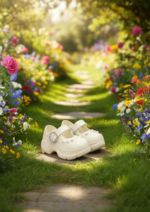 Zoccoli con perle stile Mary Jane, scarpe estive per donne e ragazze, taglia 23, tomaia in plastica morbida e leggera, intersuola in EVA - Product Image 2