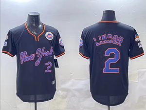 Maillot de baseball personnalisé brodé # 2 # 18 uniformes rétro New York City Connect bleu royal et orange à boutons pour hommes et jeunes OEM/ODM - Product Image 3