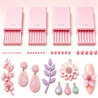Lot de 4 outils de façonnage de boules de gel d'argile 2/3/4/5 mm, outil de roulage d'argile souple pour breloques d'ongles 5D, fournitures artisanales pour la fabrication de bijoux DIY