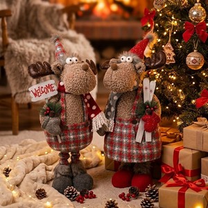 Decoración Navideña Tradicional para el Hogar, Adorno Interior con Diseño de Santa Claus, Muñeco de Nieve y Oso de Peluche Rojo y Verde - Product Image 3