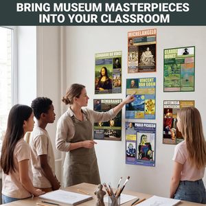 Set di Stampe Educative di Arte Famosa: Poster di Dipinti di Van Gogh, Monet, Picasso, Kahlo per Decorazione Murale - Product Image 2