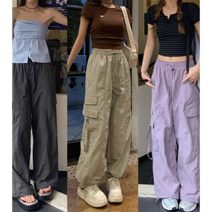 <span class=keywords><strong>Pantalon</strong></span> <span class=keywords><strong>cargo</strong></span> pour <span class=keywords><strong>femme</strong></span> de haute qualité, avec cordon de serrage, grandes poches, coupe droite, <span class=keywords><strong>pantalon</strong></span> ample d'été, <span class=keywords><strong>pantalon</strong></span> jogger à jambes larges, <span class=keywords><strong>pantalon</strong></span> en denim énergétique - Product Image 1