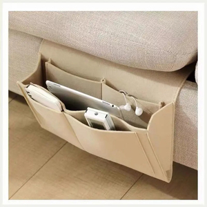 1pc Felt Bedside Storage Bag Bed Desk Bag TV <b>Remote</b> <b>Control</b> Hanging Caddy Couch Storage Organizer Bed <b>Holder</b> Pockets - Product Image 2