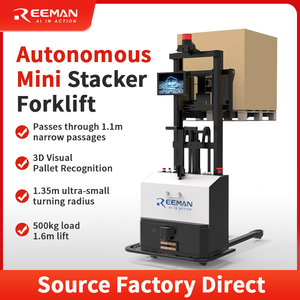 Reeman 500kg elektrikli istifleme kamyonu tüm elektrikli tip palet istifleyici vizyonlu insansız Mini Forklift Lidar özellikli - Product Image 2