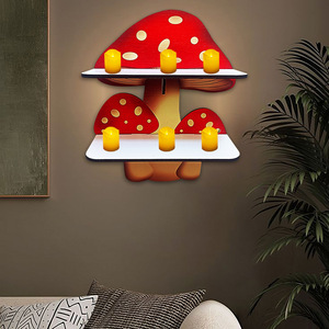 Decoraciones para fiestas de Halloween, estantes de madera con forma de hongos, estanterías de cristal y adornos. - Product Image 3