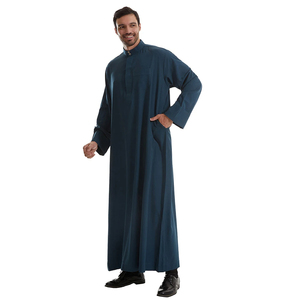 Thobe en coton à manches longues pour hommes, vêtements arabes personnalisables, vente en gros d'accessoires musulmans traditionnels OEM avec broderie - Product Image 4