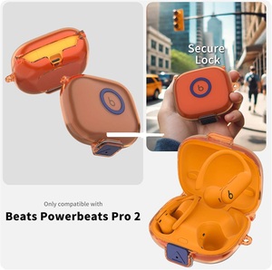 Funda transparente con cierre seguro para <span class=keywords><strong>Beats</strong></span> <span class=keywords><strong>Powerbeats</strong></span> <span class=keywords><strong>Pro</strong></span> 2 con llavero, cubierta transparente a prueba de golpes para <span class=keywords><strong>Powerbeats</strong></span> Pro2 - Product Image 3