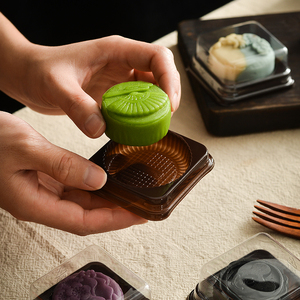 Boîtes à petits gâteaux de lune de 50g, fond transparent, emballage <span class=keywords><strong>individuel</strong></span> carré, mini boîtes en plastique pour gâteaux de lune - Product Image 6